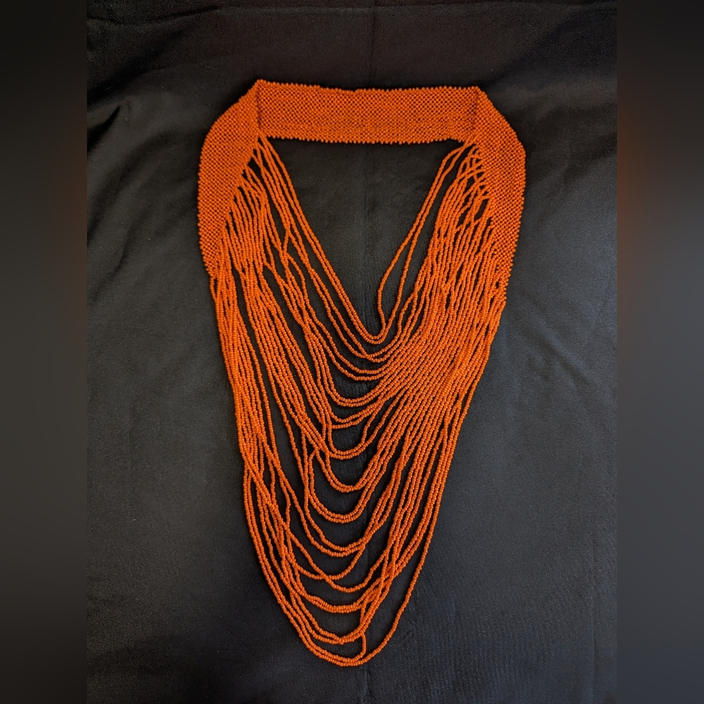 Orange Bead Bib Necklace